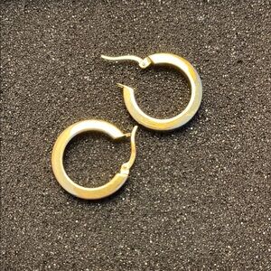 14k two tone white and gold hoops